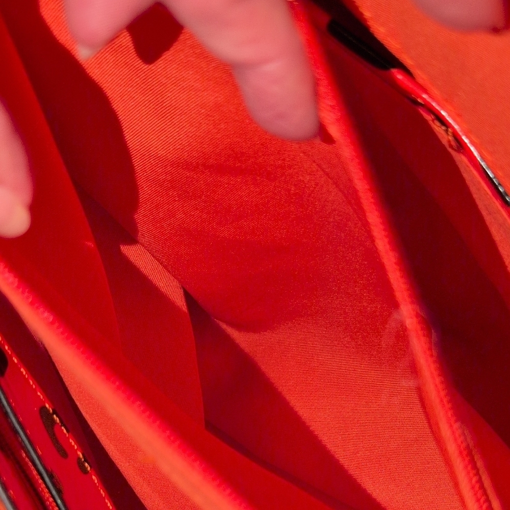 Orange Leopard Print Satchel with Bee Accent - Picture 13 of 15